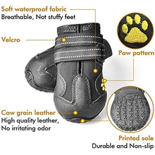 Waterproof dog shoes for dogs walking in muddy grass.